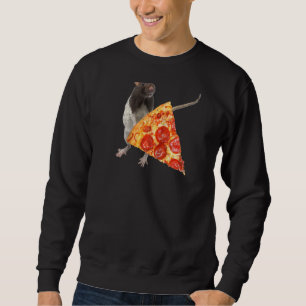 Pizza Råttor Funny Pizza & Cute Thief Mouse I Kärl Lång Ärmad Tröja