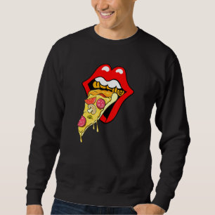 Pizza Red Läppar Fast Food Lång Ärmad Tröja
