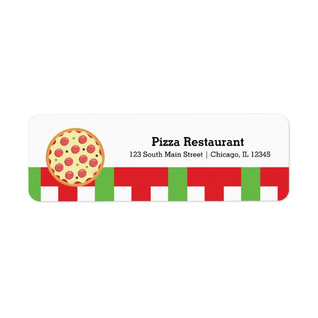 Pizza-restaurang Returadress Etikett (Framsidan)