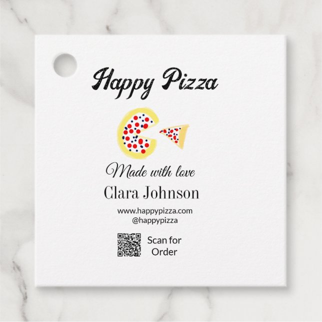 Pizza restaurangcafe pizzeria scan QR-kodordning Gåvor Etiketter (Framsida)