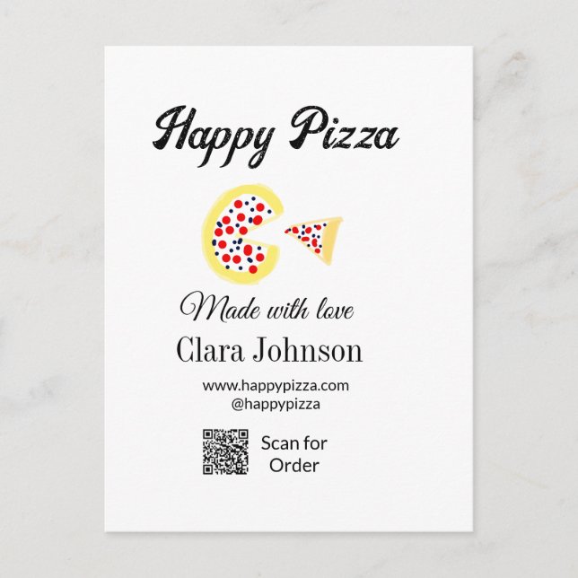 Pizza restaurangcafe pizzeria scan QR-kodordning Vykort (Framsida)