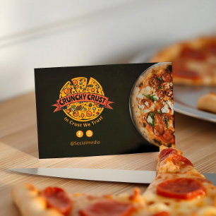 Pizza Restaurant Business Minimalistisk Mörk Visitkort