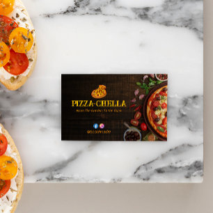Pizza Restaurant Business Minimalistisk Mörk Woo Visitkort