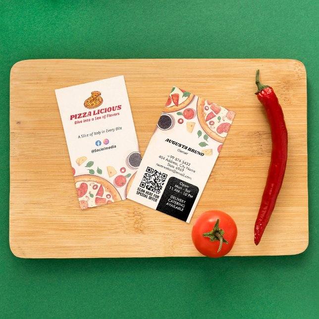 Pizza Restaurant Business | Minimalistisk sketch Visitkort (Skapare uppladdad)