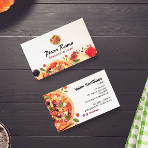 Pizza Restaurant Business Minimalistisk vit Visitkort