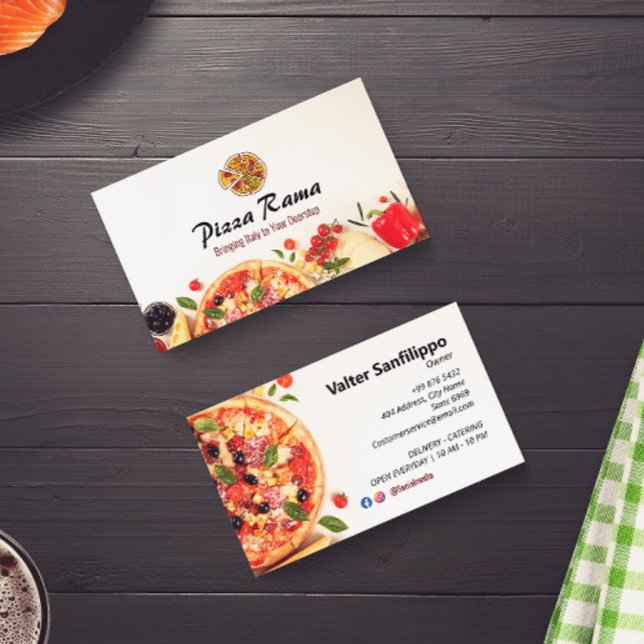 Pizza Restaurant Business | Minimalistisk vit Visitkort (Skapare uppladdad)