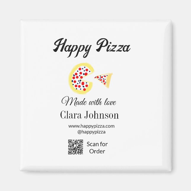 Pizza restaurant cafe pizzeria scan QR code order  Magnet (Framsidan)