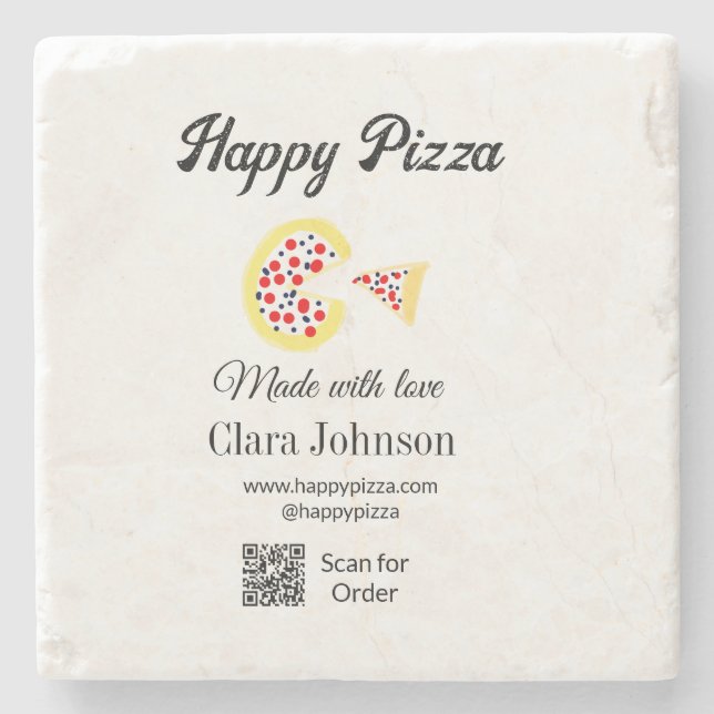 Pizza restaurant cafe pizzeria scan QR code order  Stenunderlägg (Framsidan)