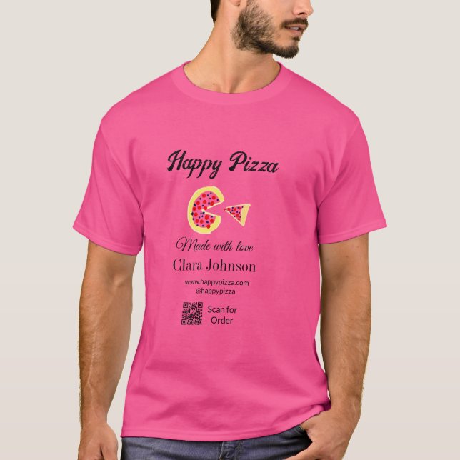 Pizza restaurant cafe pizzeria scan QR code order  T Shirt (Framsida)