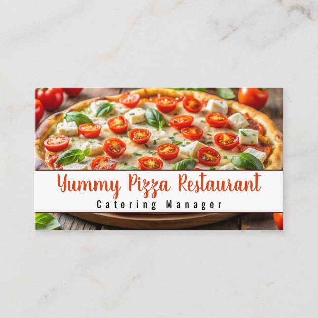 Pizza Restaurant Caterer Catering Service Events Visitkort (Framsida)