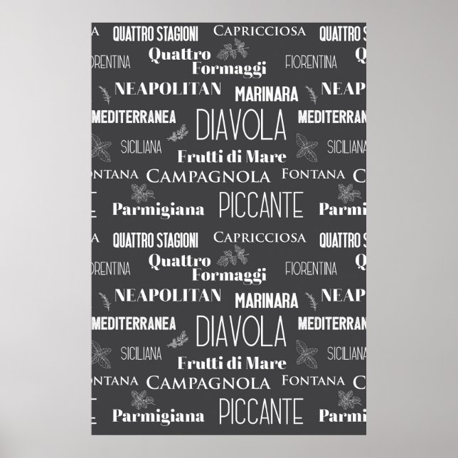 Pizza Restaurant Pizzeria Chef Restaurant Wall Art Poster (Framsidan)