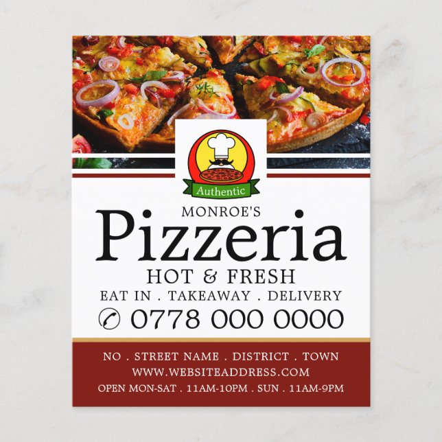 Pizza Restaurant, Pizzeria Menu Advertising Flyer (Framsidan)