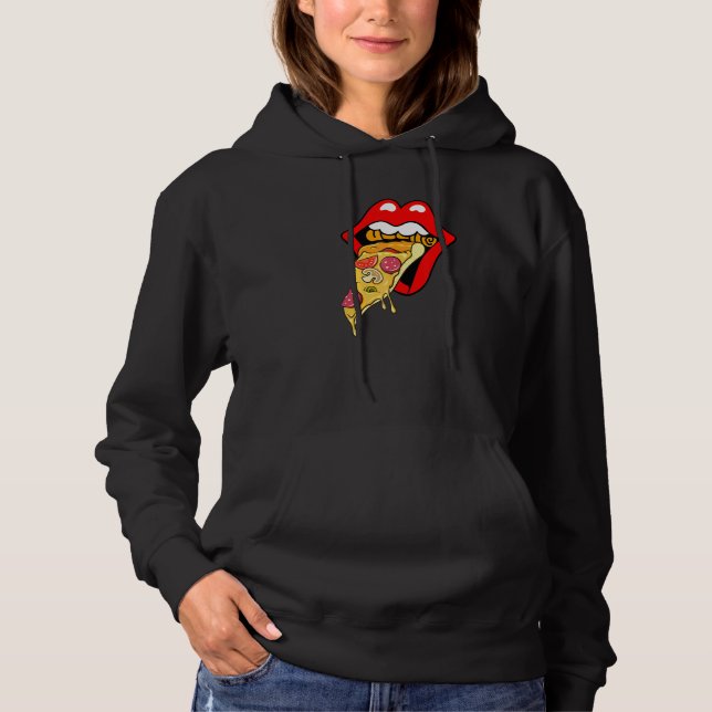 Pizza Röda Läppar Snabbmat T Shirt (Framsida)