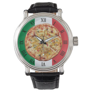 Pizza ~ Roman Numerals ~ Italiensk Flagga ~ Armbandsur