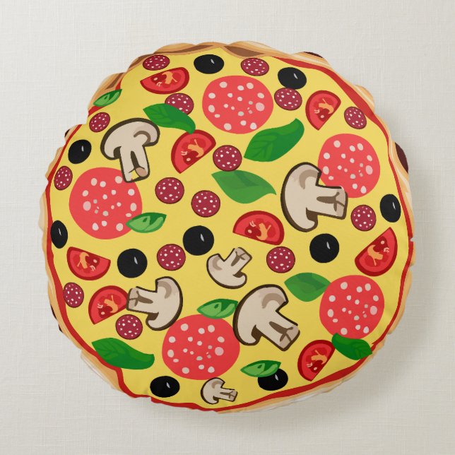 PIZZA ROUND Lustig PILLOW Rund Kudde (Framsidan)
