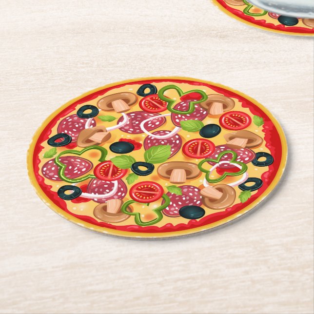 Pizza Round Papper Underlägg Rund (Vinklad)