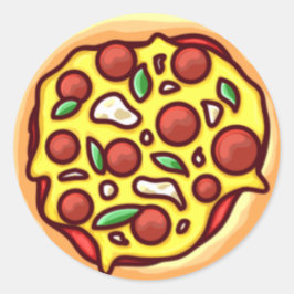 Pizza Round Sticker Runt Klistermärke