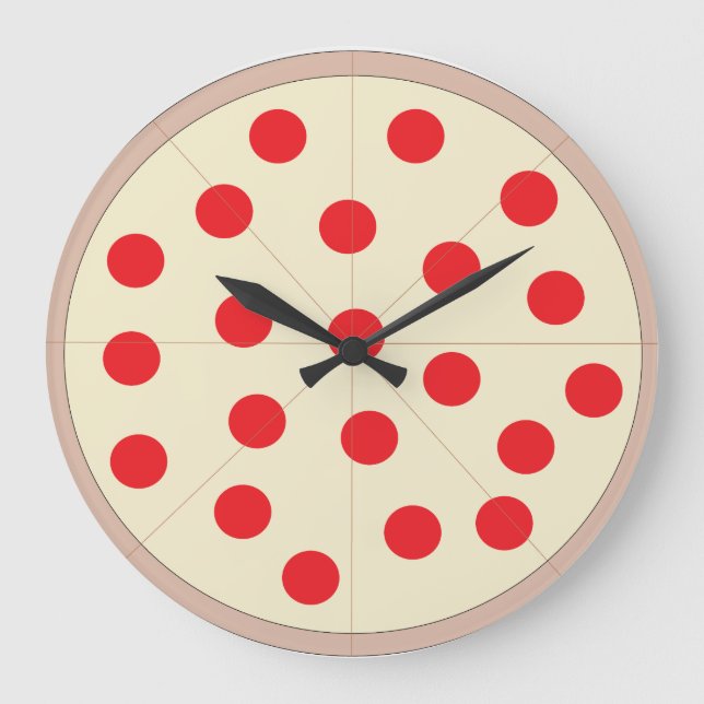 Pizza Round Wall Clock (stort) Stor Klocka (Framsida)