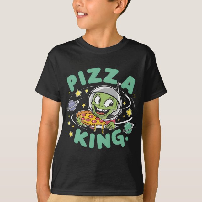 Pizza Royalty: Tecknade figurer Holds Pizza Kung T Shirt (Framsida)