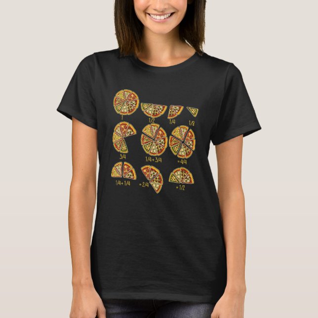Pizza Salami Cheese Quick Math Fractions Funny Mat T Shirt (Framsida)