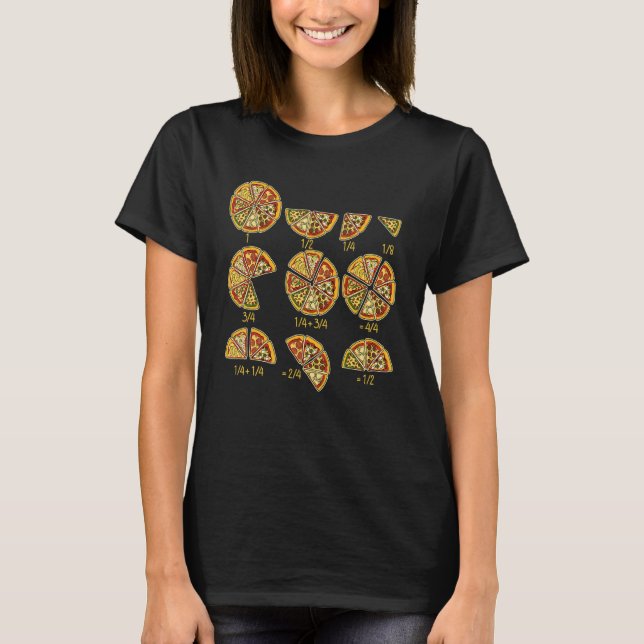 Pizza Salami Cheese Quick Math Fractions Funny Mat T Shirt (Framsida)