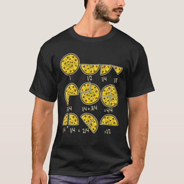 Pizza Salami Cheese Quick Math Fractions Math Teac T Shirt (Framsida)