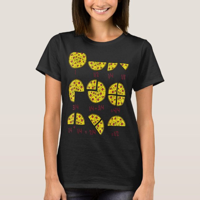 Pizza Salami Cheese Quick Math Fractions Math Teac T Shirt (Framsida)