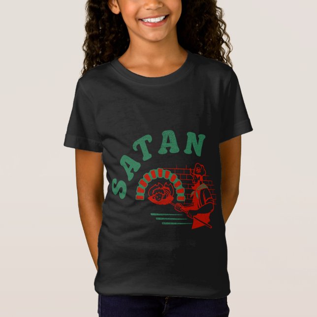 Pizza Satan Occult Punk Goth Baphomet Djävulen Bla T Shirt (Framsida)