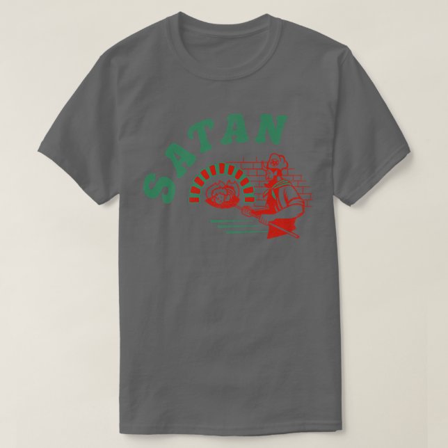 Pizza Satan Occult Punk Goth Baphomet Djävulen Bla T Shirt (Design framsida)