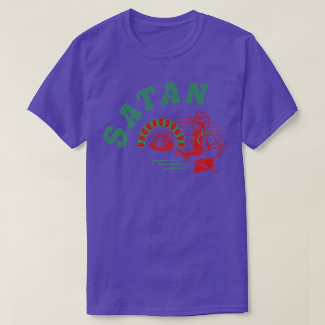 Pizza Satan Occult Punk Goth Baphomet Djävulen Bla T Shirt (Design framsida)