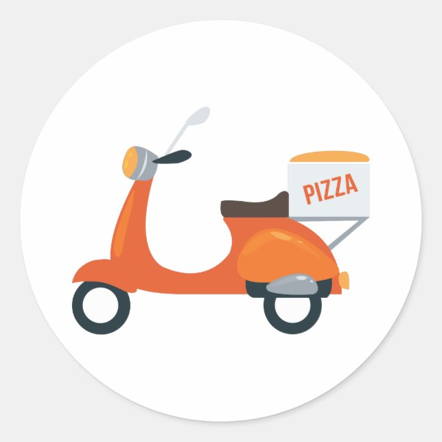 Pizza Scooter Runt Klistermärke (Framsida)