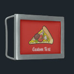 Pizza Segce Bälte Buckle<br><div class="desc">Tecknad av Pizza-segmentet. Anpassningsbarnas bakgrund färg. Anpassningsbar.</div>
