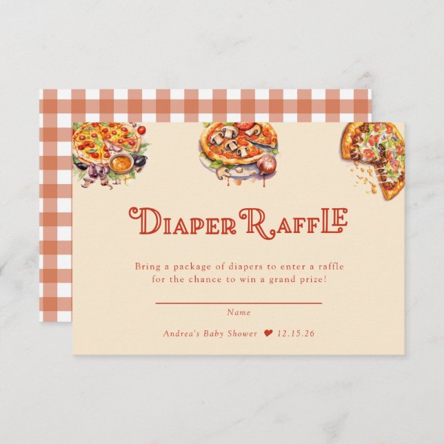 Pizza | Segment | Diaper Raffle Baby Shower Tilläggskort (Fram/baksida)