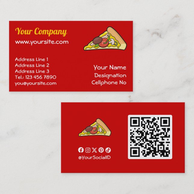 Pizza-segment Visitkort (Fram/baksida)