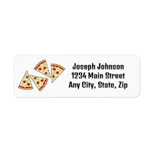 Pizza-segmentets design, adressetikett returadress etikett