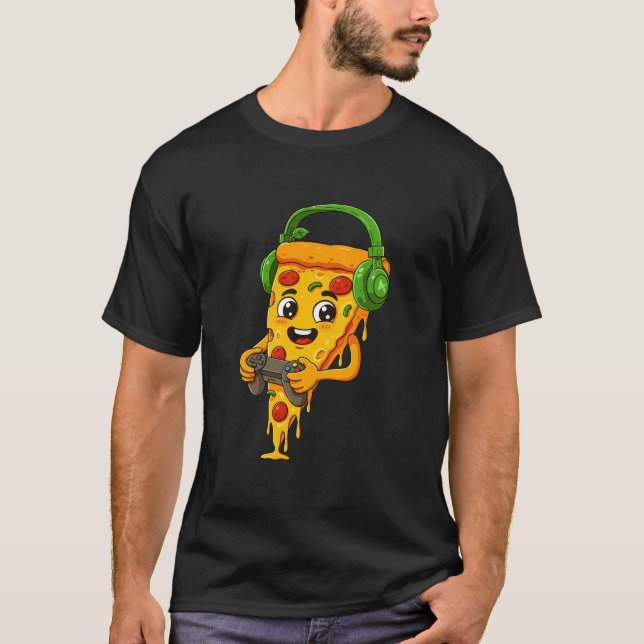 Pizza-segmenthörlurar - spel Shirt | Funny Gamer T Shirt (Framsida)