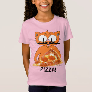 PIZZA! Señor Gato Tecknad Katt med Pizzabit T Shirt