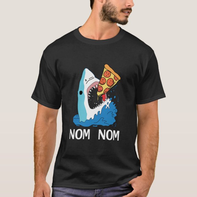 Pizza Shark Pizzaholfodie T Shirt (Framsida)
