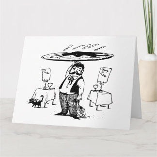 Pizza Shop & cat BIRTHDAY Greeting CARD Kort
