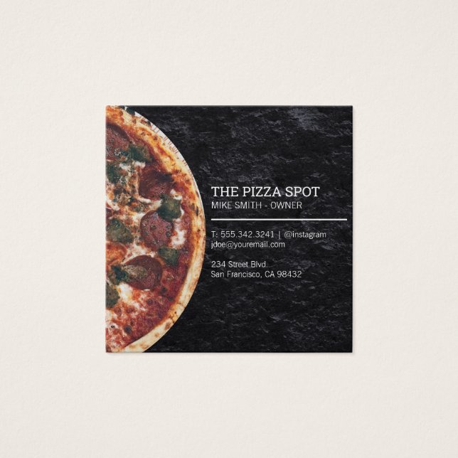 Pizza Shop Fyrkantigt Visitkort (Framsida)