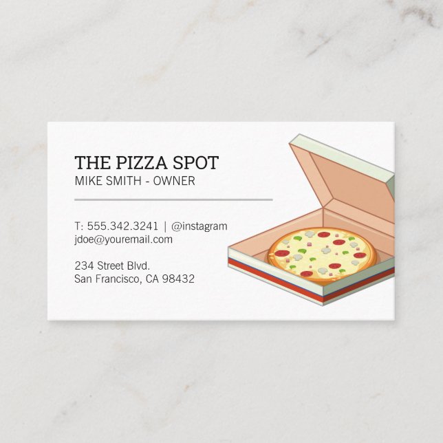 Pizza Shop | Pizza Box Visitkort (Framsida)