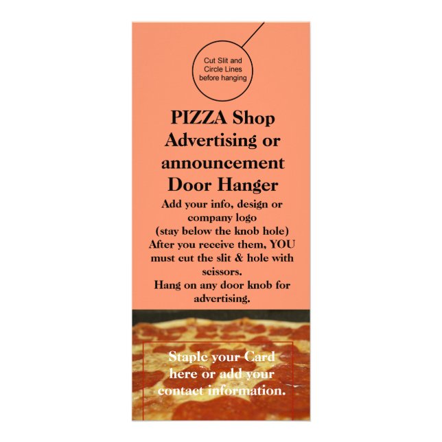 PIZZA shoppar hängaren för reklambladet för Reklamkort (Framsidan)