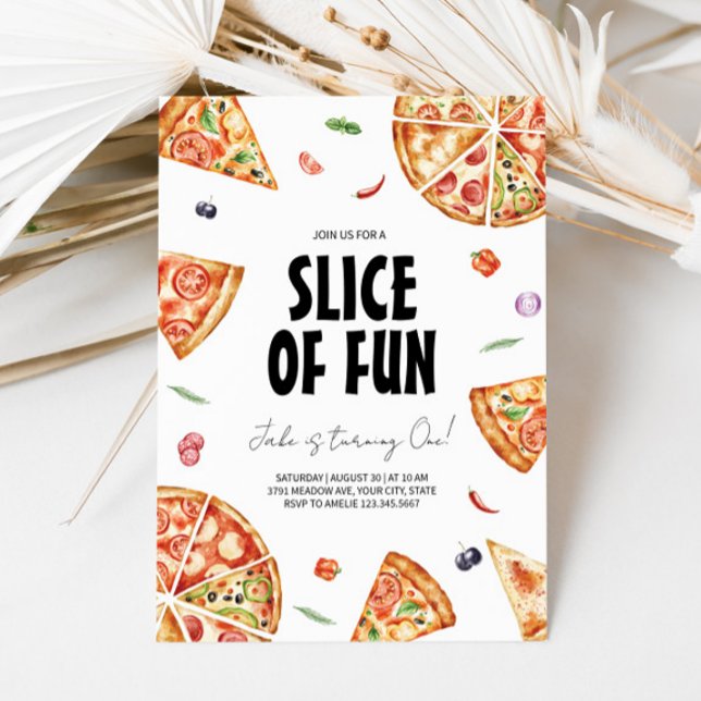 Pizza Skapar Födelsedagsfest inbjudan (Skapare uppladdad)