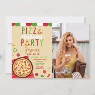 Pizza Skapar Party Födelsedagsfest Photo Inbjudningar