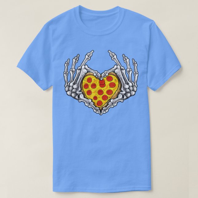 Pizza Skeleton Heart och Händer Gothic Halloween C T Shirt (Design framsida)
