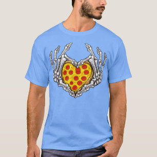 Pizza Skeleton Heart och Händer Gothic Halloween C T Shirt
