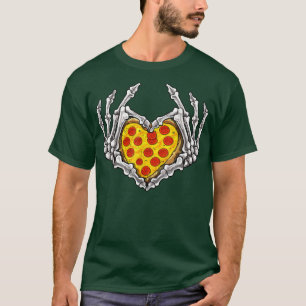 Pizza Skeleton Heart och Händer gotiic Halloween C T Shirt