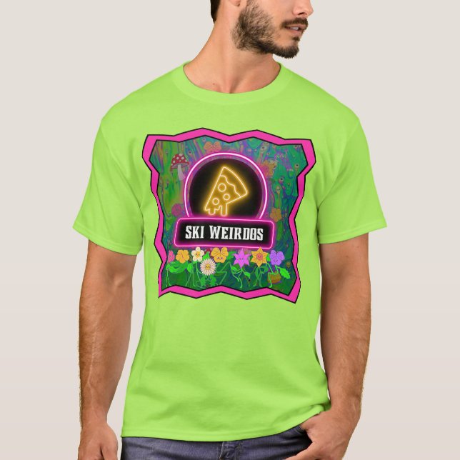 Pizza Ski Weirdos Rosa Gräns T-Shirt (Framsida)