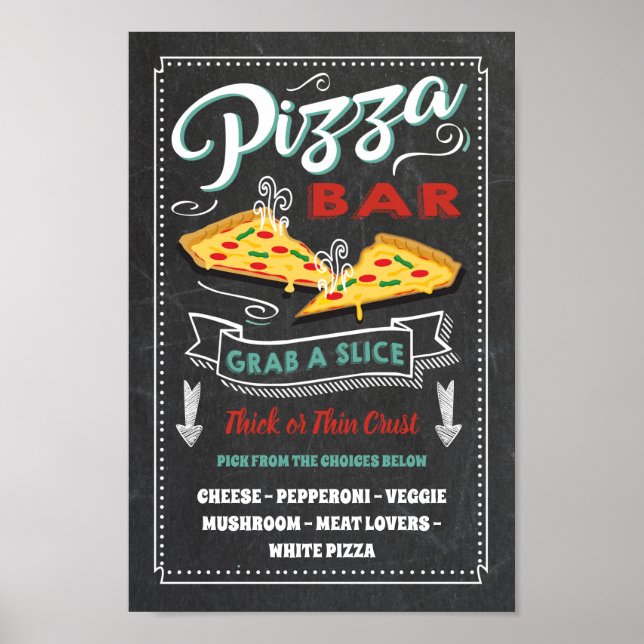 Pizza Skiva Bar Festskylt Poster (Framsidan)