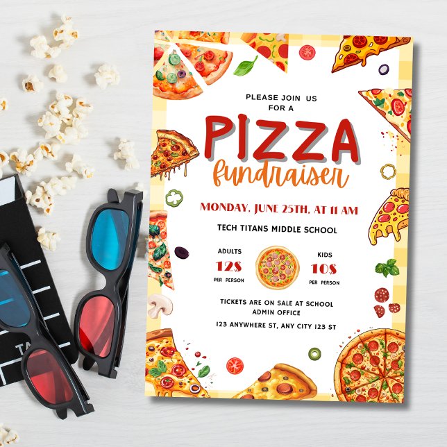 Pizza skolinsamlingsaktivitet, Pizza Middag insaml Inbjudningar (Skapare uppladdad)